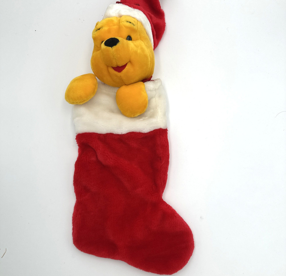 Vintage Disney Winnie The Pooh Christmas Plush Holiday Stocking EUC